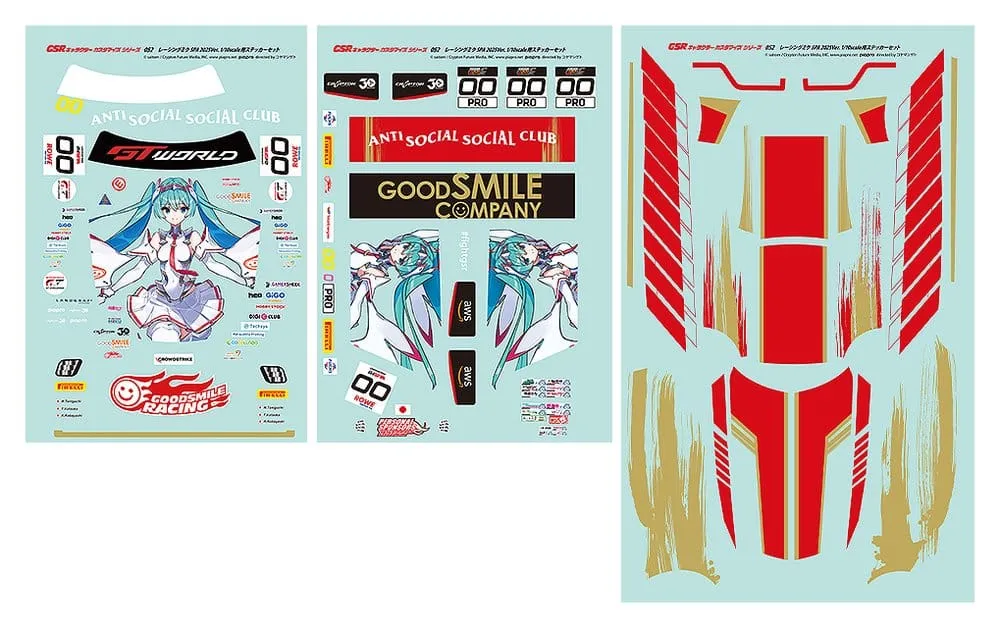 Hatsune Miku GSR Character Customization Series 052 Sticker Set for GSR Cars 1/10 Racing Miku SPA 2025 Ver.